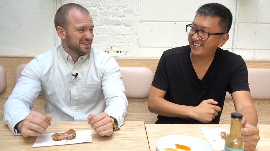 With Hot Ones host Sean Evans, on First We Feast